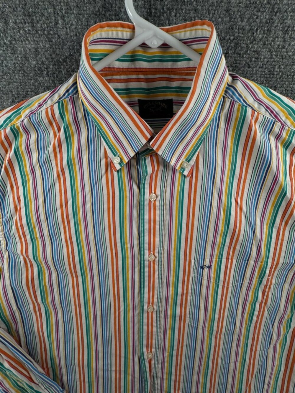 Paul & Shark Yachting Button Up Shirt Long Sleeve Colorful Striped Size 42 Men